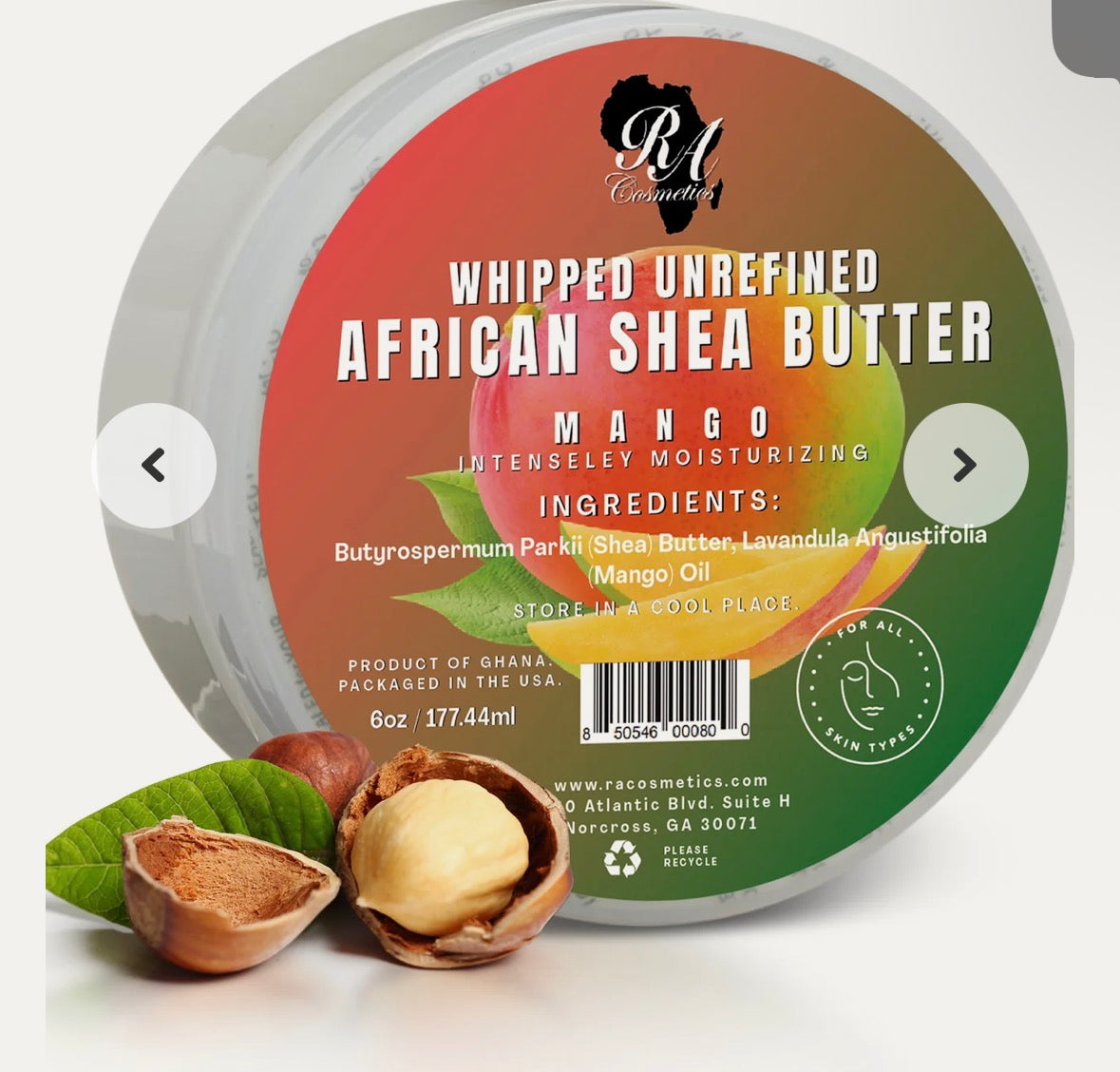 RA African Shea Butter whipped with Mango 12 oz