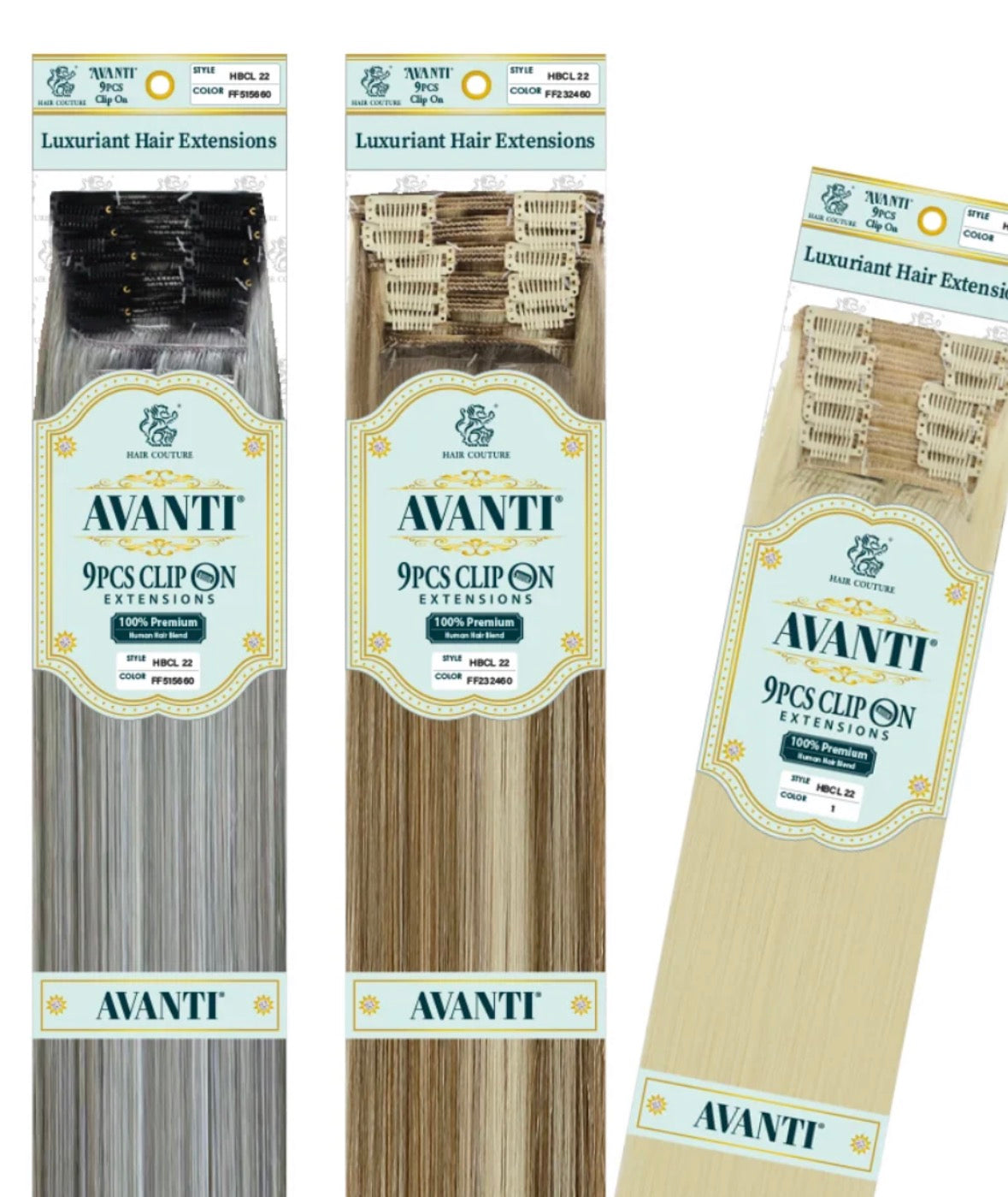 Avanti 18” human blend hair extensions clip-in